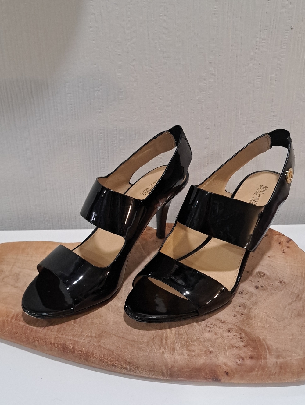Michael Kors Black Patent Double-Band Slingback Heels